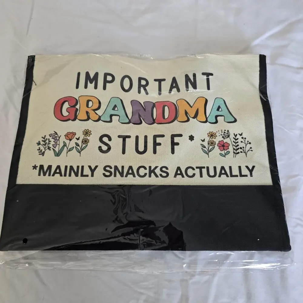 Canvas Tote Important Grandma Stuff Mainly Snacks Actually 14